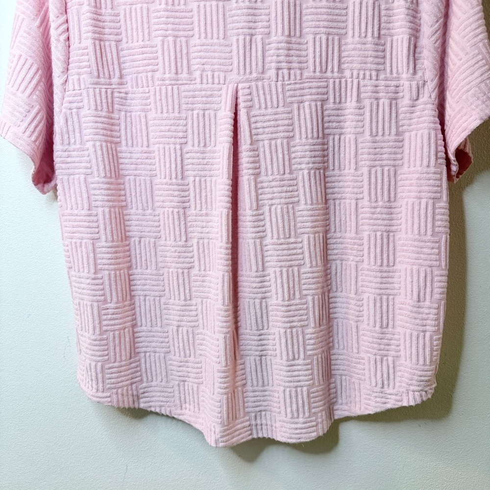 Araminta James Pink Textured Terry Cloth Button Up Shirt Size Small - Picture 6 of 10